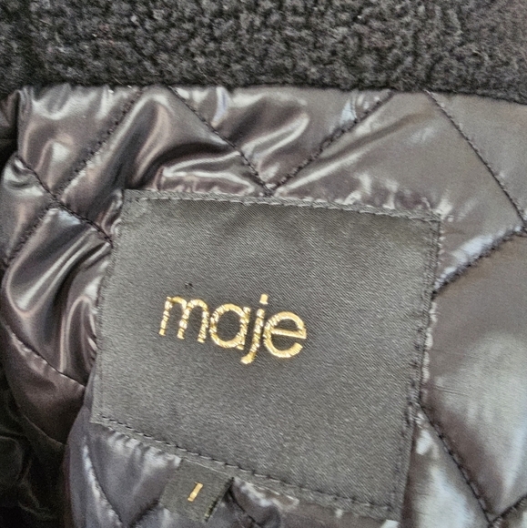 Maje black parka removable warm lining with the sherpa hood are removable sz 1 - Picture 11 of 13